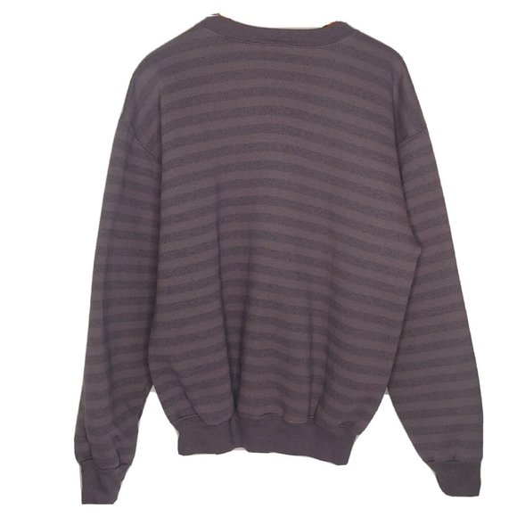 Vintage Mens XL 90s Ray Ban Sweatshirt Striped Purple HL Miller Crew Neck - Picture 3 of 8